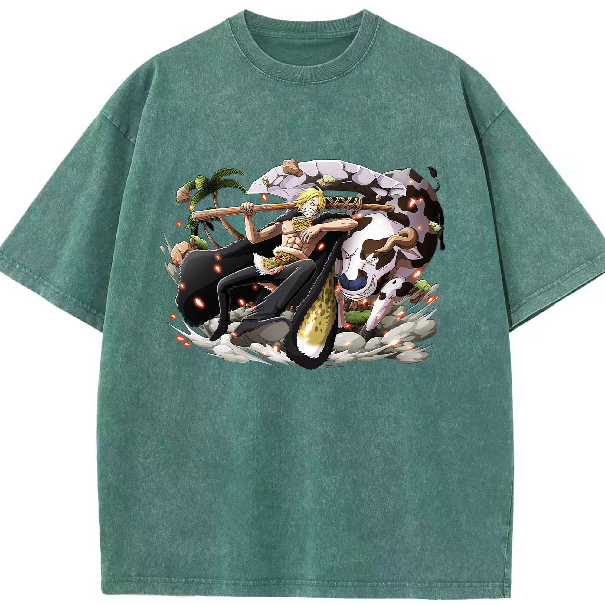 （画像用） ワンピース サンジ ONE PIECE Sanji 綿100% ヴィンテージ風 半袖Tシャツ（フロントプリント）